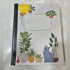 Composition Notebook 2-Pack Cat and Plant Design